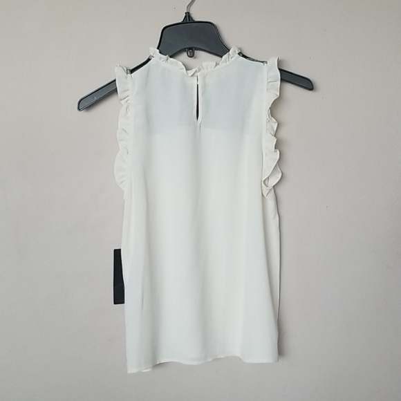 NEW Zara white sleeveless top blouse black lace - Picture 2 of 4